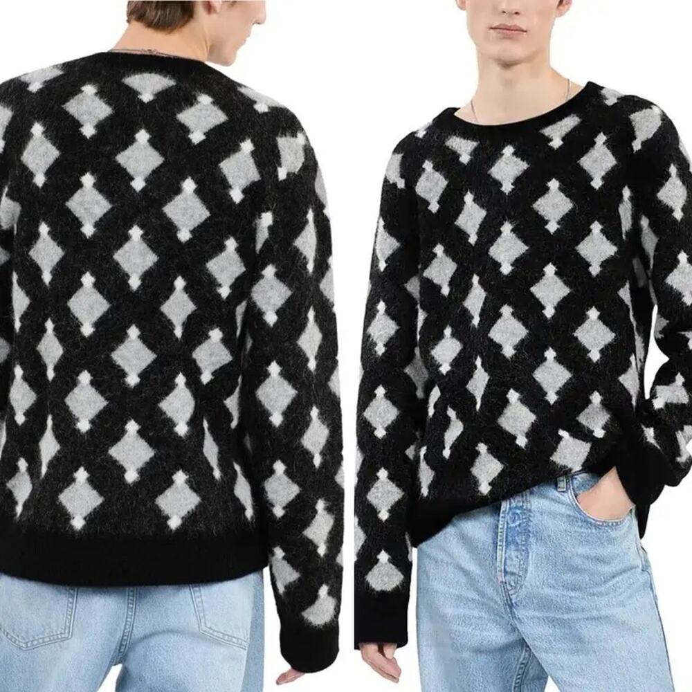 The Kooples Mens‎ Argyle Knit Diamond Alpaca Blend Sweater Pullover